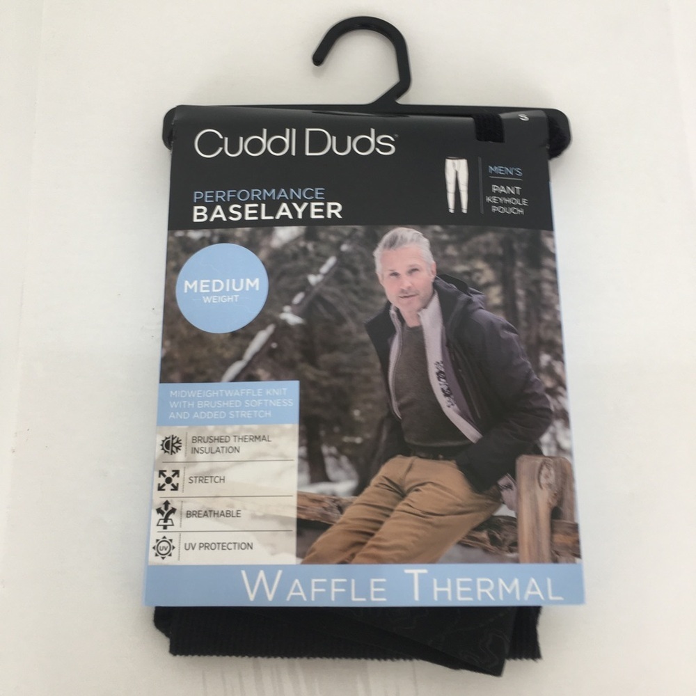 Cuddl Duds Performance Baselayer Waffle Thermal Pants Men's S (28-30) Black NEW